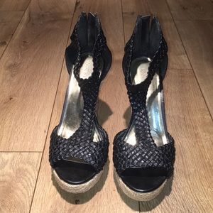 Espadrille Wedge Black Sandal